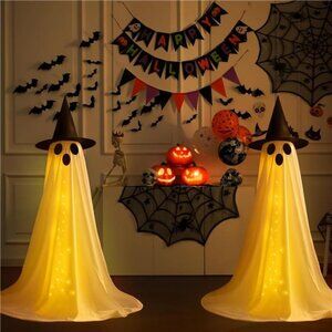 2 Packs Halloween Ghost Decor with Remote String‎ Lights for Indoor/Outdoor